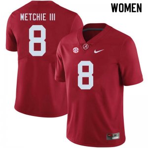 NCAA Women's Alabama Crimson Tide #8 John Metchie III Stitched College 2020 Nike Authentic Crimson Football Jersey XP17C72MX